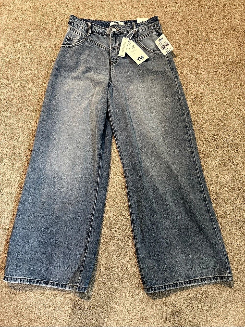 YMI Baggy Wide Leg Jeans Blue Waist 26 NWT